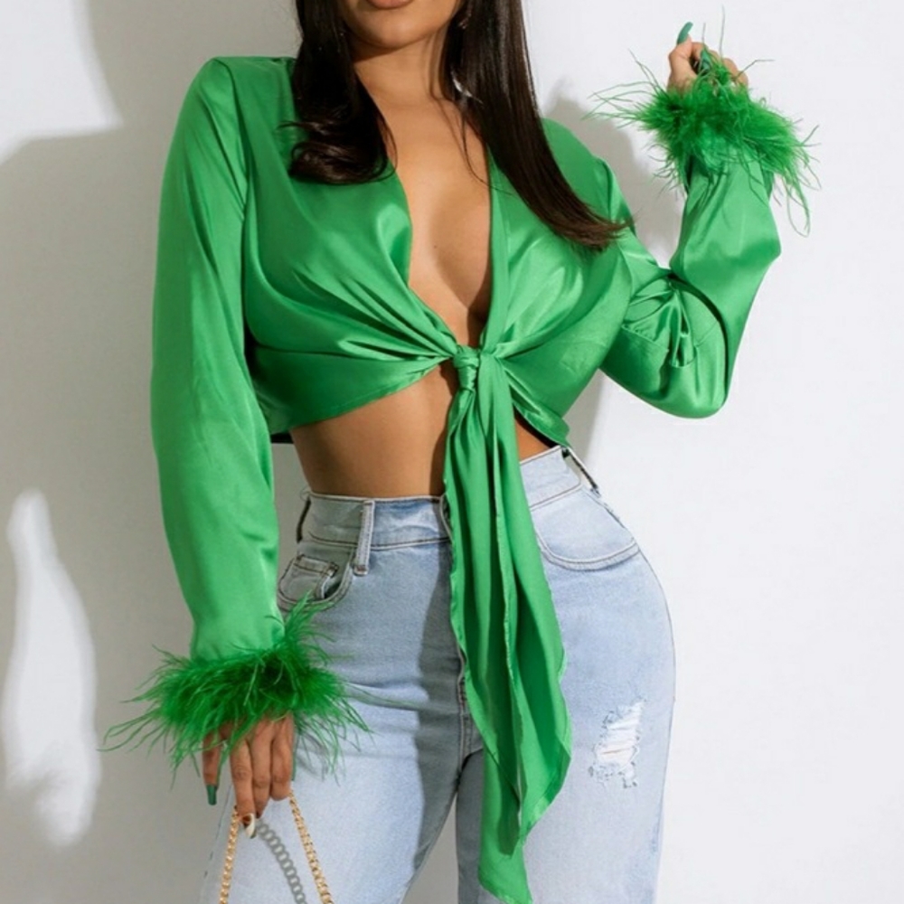 High Places Green Satin Shirt